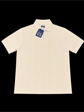 NWT Venezzi Wear Textured Knit Zip Polo Shirt | Men’s 2XL | Cream